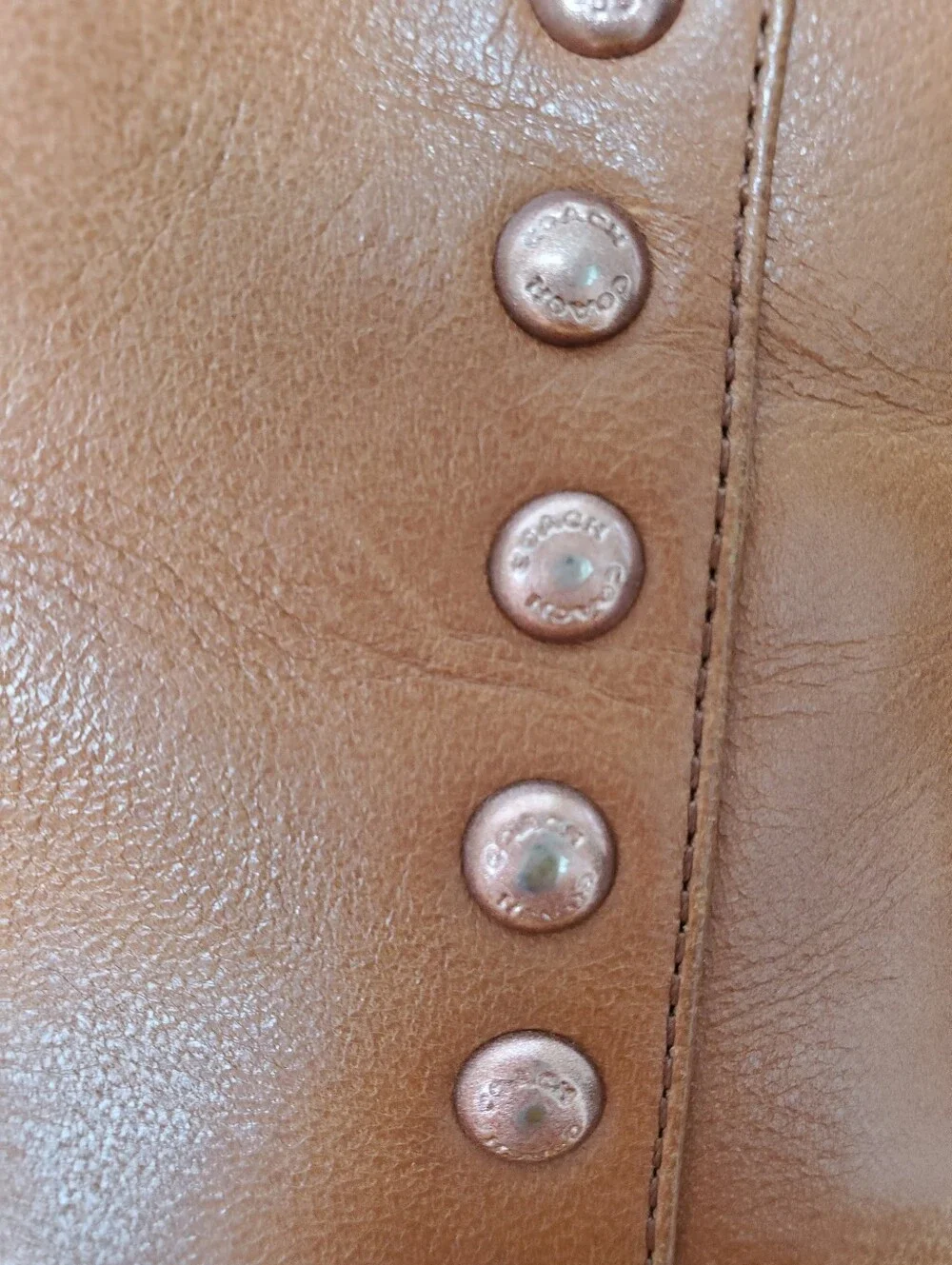 Coach Hickory Studded Leather Ankle Bootie 7B Tan Western Boho